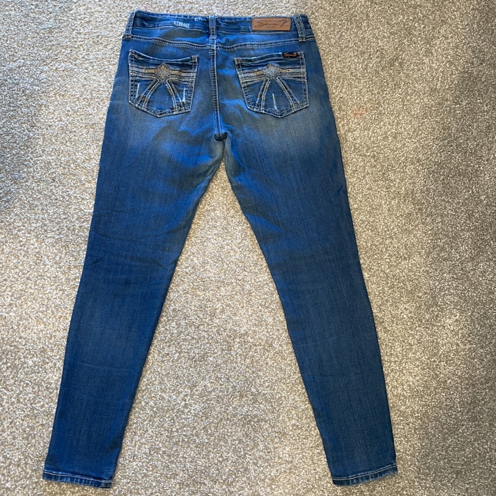 Seven7 Mid Rise Skinny Distressed Jeans - Picture 4 of 10